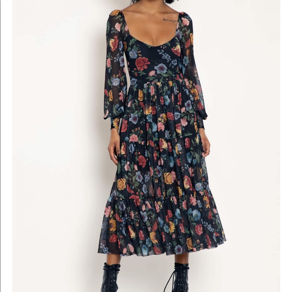 ISO Vintage Flowers Tier Romance Dress Blackmilk